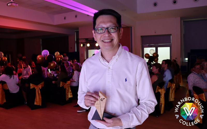 Dr Julian with the award which was created by EKC Canterbury College students